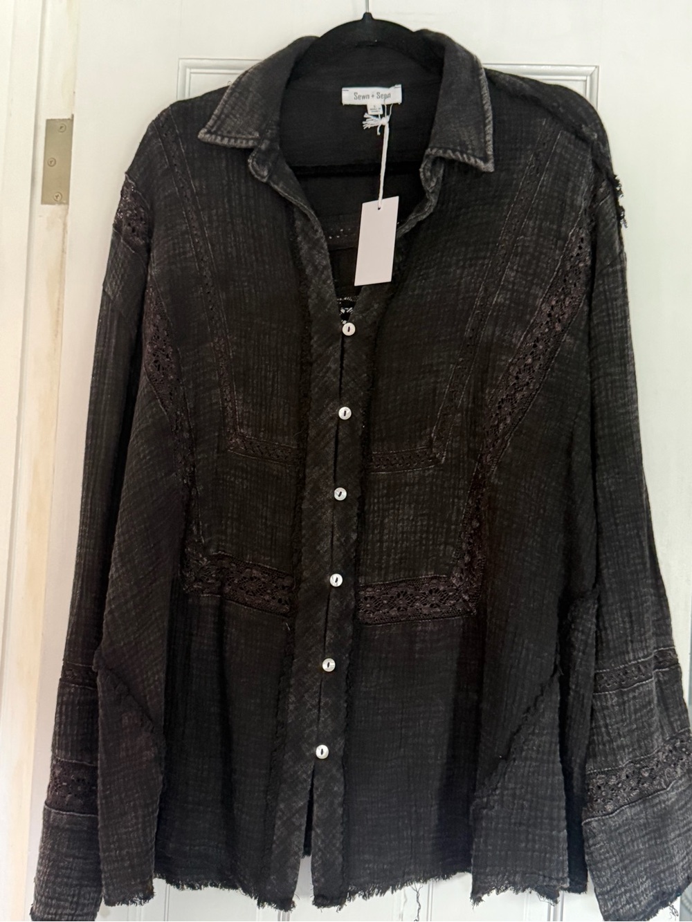 Sewn & Seen Gauze & Lace button down